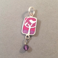 Load image into Gallery viewer, BIRD IN TREE Purple Kevin-N-Anna Studios Epoxy .950 Sterling Silver Charm Pendant Handmade KA16-PR