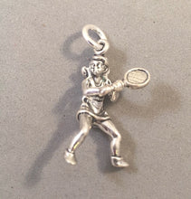 Load image into Gallery viewer, Sale! TENNIS PLAYER Wearing Skirt .925 Sterling Silver Charm Pendant Racket Girl Sports SL30I