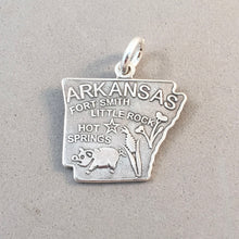 Load image into Gallery viewer, Sale! ARKANSAS MAP .925 Sterling Silver State Charm Travel ST-AR