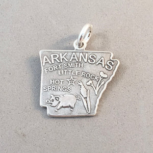 Sale! ARKANSAS MAP .925 Sterling Silver State Charm Travel ST-AR