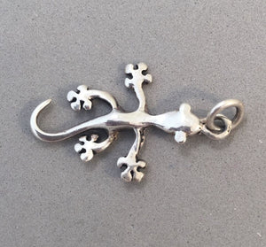 SALE! GECKO .925 Sterling Silver 3-D Charm Pendant Lizard Reptile Salamander Mexico SL48D