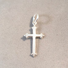 Load image into Gallery viewer, BUDDED CROSS Light .925 Sterling Silver Charm Pendant Faith Religion FA39