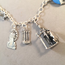 Load image into Gallery viewer, GREECE MEMORIES .925 Sterling Silver Travel Souvenir Charm Bracelet Athens Parthenon Santorini Mykonos and More!