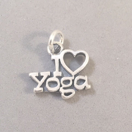 Sale! I LOVE YOGA .925 Sterling Silver Charm Pendant Heart Namaste Gym Sports SP125