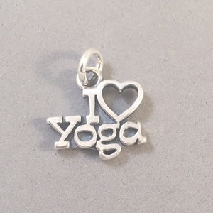 Sale! I LOVE YOGA .925 Sterling Silver Charm Pendant Heart Namaste Gym Sports SP125