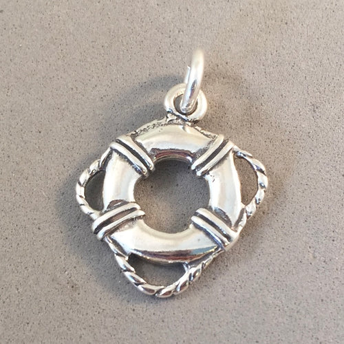 LIFE PRESERVER .925 Sterling Silver Charm Pendant Sailing Boating Boat Ship BV11