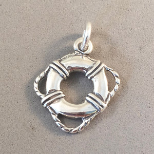 LIFE PRESERVER .925 Sterling Silver Charm Pendant Sailing Boating Boat Ship BV11