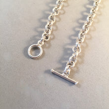 Load image into Gallery viewer, CHARM BRACELET Round Rolo Toggle Clasp .925 Sterling Silver Starter 5.5 mm Loop Link 7.25" CB09