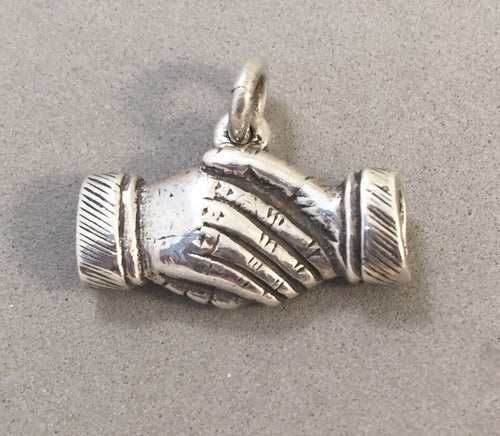 Sale! SHAKING HANDS .925 Sterling Silver Charm Pendant SL38B