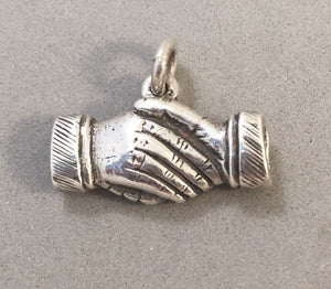 Sale! SHAKING HANDS .925 Sterling Silver Charm Pendant SL38B