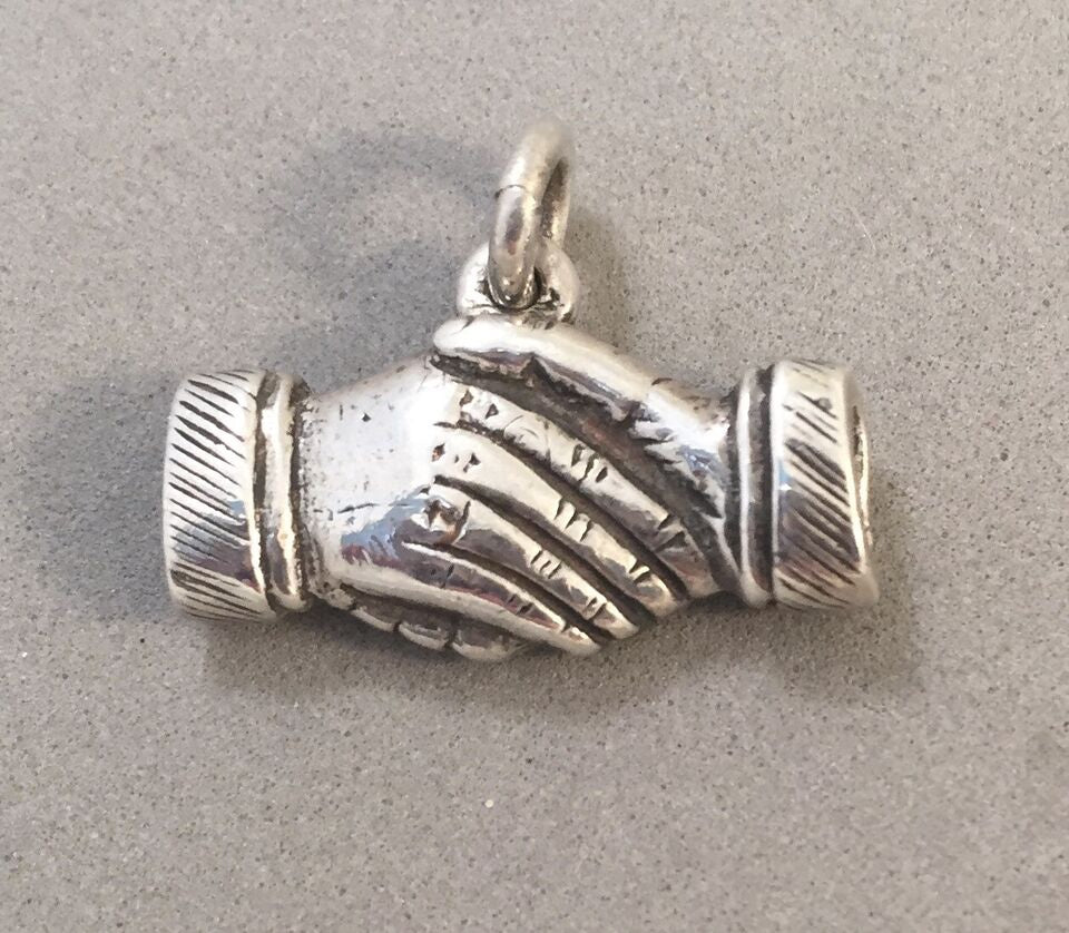 Sale! SHAKING HANDS .925 Sterling Silver Charm Pendant SL38B