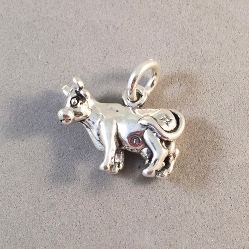 COW .925 Sterling Silver 3-D Charm Pendant Ranch Farm CC11