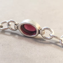 Load image into Gallery viewer, CHARM BRACELET Garnet Center .925 Sterling Silver Toggle Clasp 7" Starter Stone Oval Loop Link CB30
