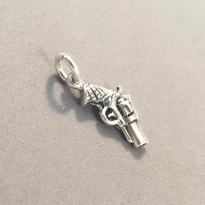 Sale! PISTOL .925 Sterling Silver 3-D Charm Pendant Police Sheriff Law Enforcement Revolver Gun SL37O