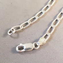 Load image into Gallery viewer, CHARM BRACELET Light Flat Long Oval Lobster Clasp .925 Sterling Silver Starter 4 x 8 mm Link 7"- 9" CB12