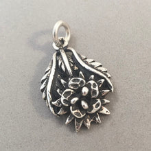 Load image into Gallery viewer, Sale! FLOWER with Leaves Heavy .925 Sterling Silver 3-D Charm Pendant Flower Garden Nature SL70K