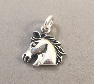 Sale! HORSE HEAD .925 Sterling Silver Charm Pendant Equestrian Cowboy SL47C