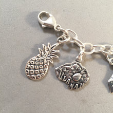 Load image into Gallery viewer, HAWAII MEMORIES .925 Sterling Silver Travel Souvenir Charm Bracelet Oahu Maui Kauai and More!