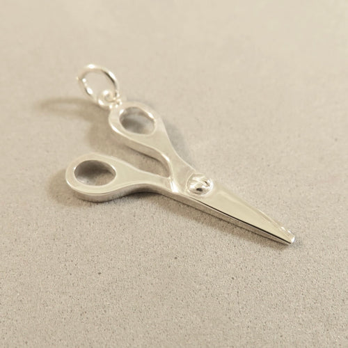 Sale! SCISSORS .925 Sterling Silver 3-D Charm Pendant Beauty Hair Cut Home Art SL05N