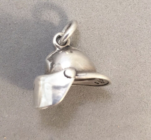 Sale! FIREFIGHTER'S HELMET .925 Sterling Silver Charm Pendant Fireman Fire SL36G