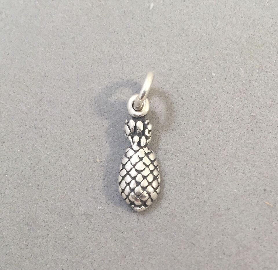 Sale! PINEAPPLE Tiny .925 Sterling Silver Charm Pendant Fruit Food Kitchen Hawaii Florida Costa Rica SL26R