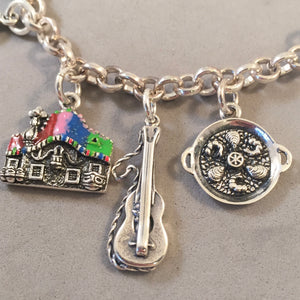 BARCELONA MEMORIES .925 Sterling Silver Travel Souvenir Charm Bracelet La Sagrada, Casa Batallo, Parc Guell Montserrat and More!