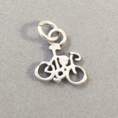 Sale! BICYCLE Tiny .925 Sterling Silver 3-D Charm Pendant Trail City Tour Bike Ten Speed Mountain Racing SL82B