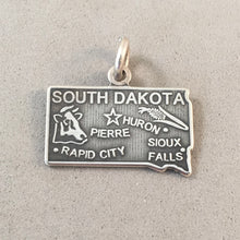 Load image into Gallery viewer, Sale! SOUTH DAKOTA MAP .925 Sterling Silver State Charm Travel Rapid City Pierre Huron Sioux Falls ST-SD