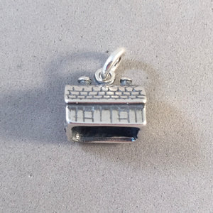 BARN .925 Sterling Silver 3-D Charm Pendant Ranch Farm CC14