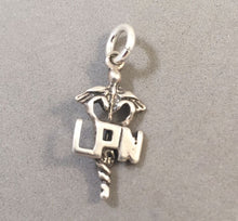 Load image into Gallery viewer, Sale! LPN .925 Sterling Silver Charm Pendant Nurse Medical Symbol Sign Caduceus SL36K