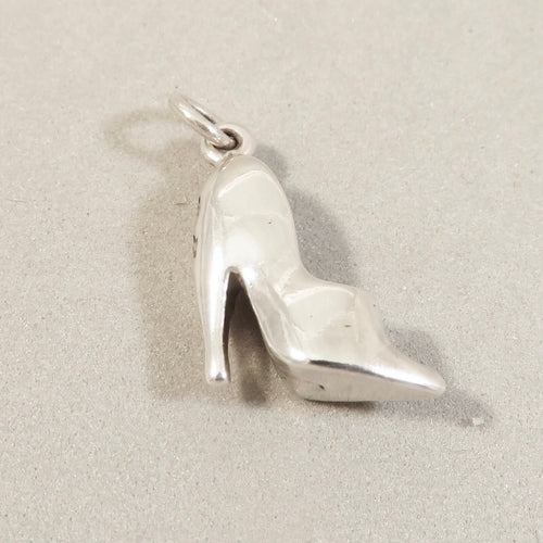 Sale! HIGH HEEL Shoe .925 Sterling Silver 3-D Charm Pendant Pump Tall Stiletto SL05O