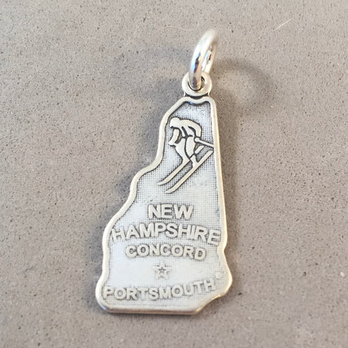 Sale! NEW HAMPSHIRE MAP .925 Sterling Silver State Charm Travel Concord Portsmouth ST-NH
