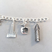 Load image into Gallery viewer, NEW YORK CITY MEMORIES .925 Sterling Silver Travel Souvenir Charm Bracelet Statue of Liberty Rockefeller Empire State and More!