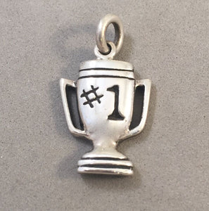 Sale! TROPHY #1 .925 Sterling Silver Charm Pendant Winner 1st Place Championship Tournament SL38I