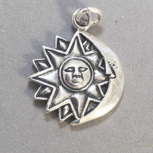 Sale! SUN & MOON .925 Sterling Silver Charm Pendant SL83C