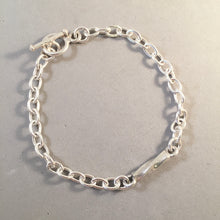 Load image into Gallery viewer, CHARM BRACELET Twisted Bar Center .925 Sterling Silver Lobster Clasp Starter Oval Loop Link CB32