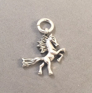 Sale! HORSE REARING.925 Sterling Silver 3-D Charm Pendant Mare Stallion Equestrian Cowboy SL47F