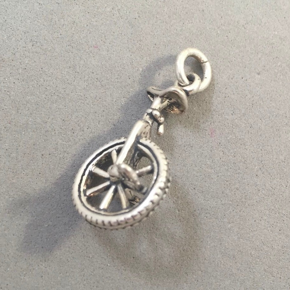 Sale! UNICYCLE .925 Sterling Silver 3-D Charm Pendant SL82E