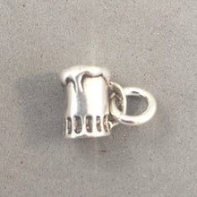 Load image into Gallery viewer, Sale! BEER MUG Tiny .925 Sterling Silver 3-D Charm Pendant Drink Frosty Glass Draft Tap Root Beer Float SL22T