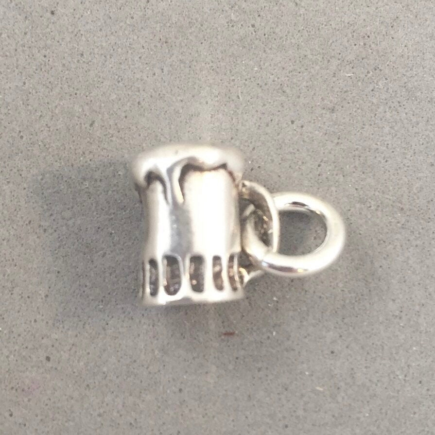 Sale! BEER MUG Tiny .925 Sterling Silver 3-D Charm Pendant Drink Frosty Glass Draft Tap Root Beer Float SL22T