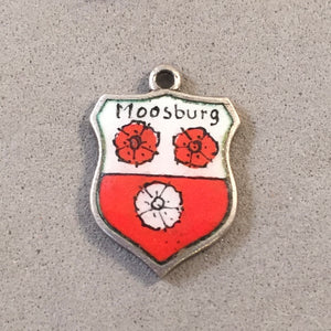 MOOSBURG Vintage Travel Shield Enamel Charm Pendant Europe Germany VS-51