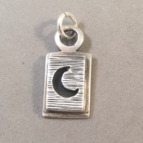 Sale! MOON in Rectangle .925 Sterling Silver Charm Pendant SL83B