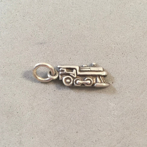 Sale! LOCOMOTIVE ENGINE Small .925 Sterling Silver Charm Pendant Railroad Train SL02M