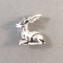 Load image into Gallery viewer, DEER SITTING .925 Sterling Silver 3-D Charm Pendant Baby Fawn Bambie AN08