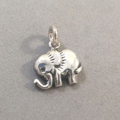 Sale! ELEPHANT Cartoon .925 Sterling Silver Charm Pendant Sitting Safari Asian African Animal Zoo SL57H