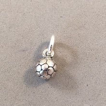 Load image into Gallery viewer, SOCCER BALL Tiny .925 Sterling Silver 3-D Charm Pendant Player Sports SH07