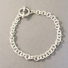 Load image into Gallery viewer, CHARM BRACELET Medium Tight Round Toggle Clasp .925 Sterling Silver Starter 5.5mm Loop Link 7&quot;- 9&quot; CB19