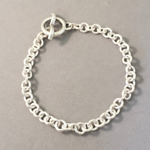 CHARM BRACELET Medium Tight Round Toggle Clasp .925 Sterling Silver Starter 5.5mm Loop Link 7"- 9" CB19