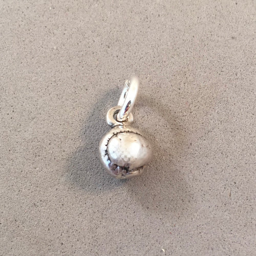 BASEBALL/SOFTBALL Tiny .925 Sterling Silver 3-D Charm Pendant Player Sports SH06