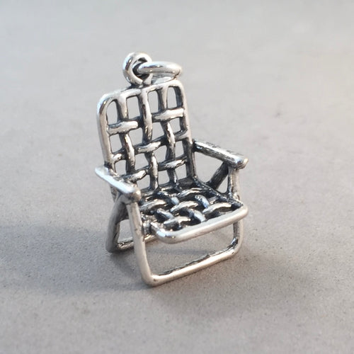 LAWN CHAIR .925 Sterling Silver 3-D Charm Pendant Home Beach Camping SC09
